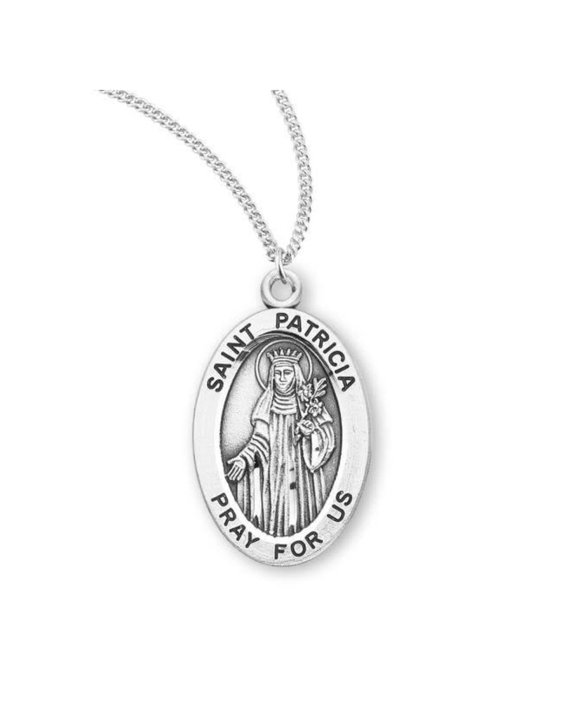 HMH Religious Sterling Silver St. Patricia Medal With 18" Chain Necklace