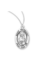 HMH Religious Sterling Silver St. Margaret Medal With 18" Chain Necklace