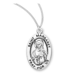 HMH Religious Sterling Silver St. Margaret Medal With 18" Chain Necklace