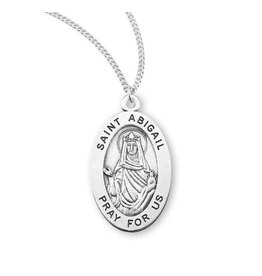 HMH Religious Sterling Silver St. Abigail Medal With 18" Chain Necklace