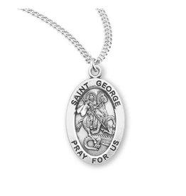 HMH Religious Sterling Silver St. George Medal With 20" Chain Necklace
