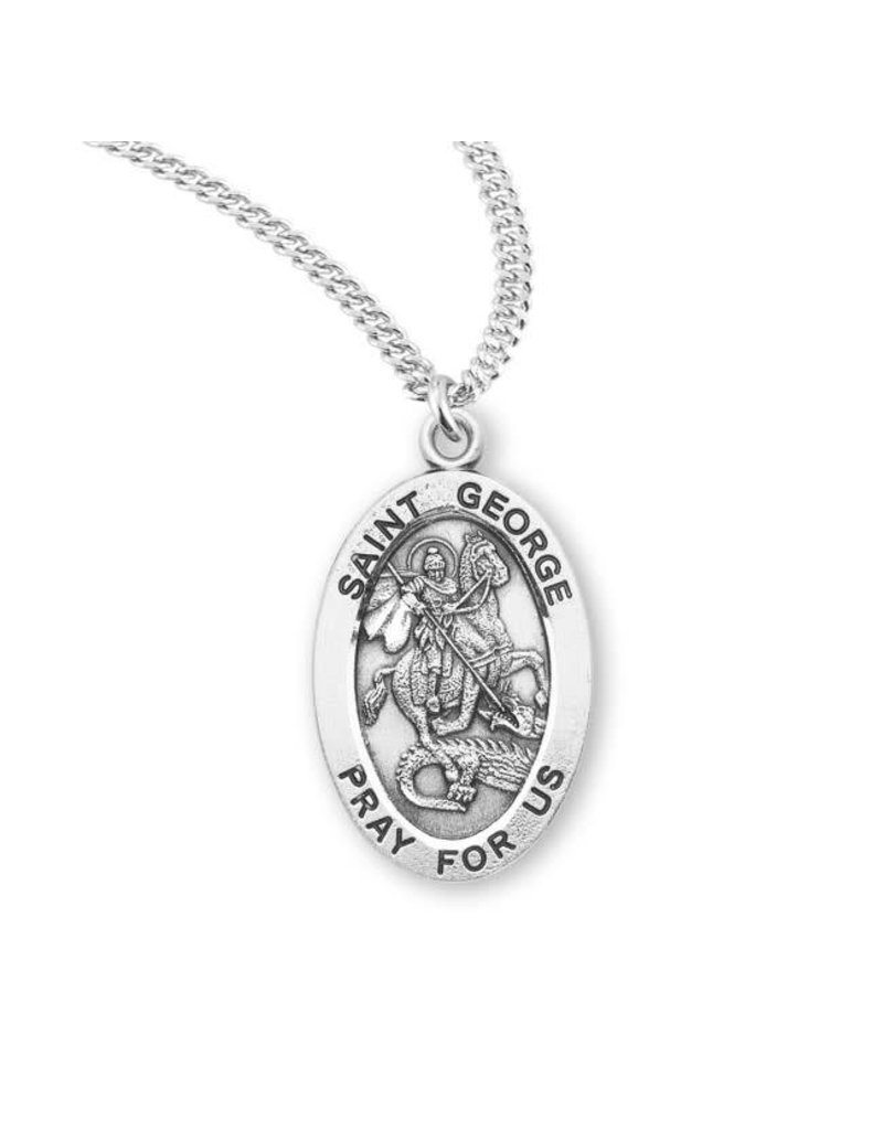 HMH Religious Sterling Silver St. George Medal With 20" Chain Necklace