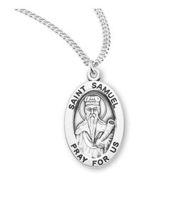 HMH Religious Sterling Silver St. Samuel Medal With 20" Chain Necklace