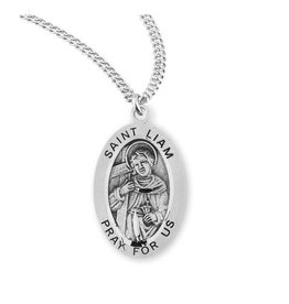 HMH Religious Sterling Silver St. Liam Medal With 20" Chain Necklace