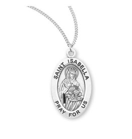 HMH Religious Sterling Silver St. Isabella Medal With 18" Chain Necklace