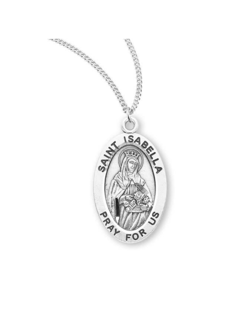 HMH Religious Sterling Silver St. Isabella Medal With 18" Chain Necklace