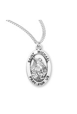 HMH Religious Sterling Silver St. Michael Medal With 20" Chain Necklace