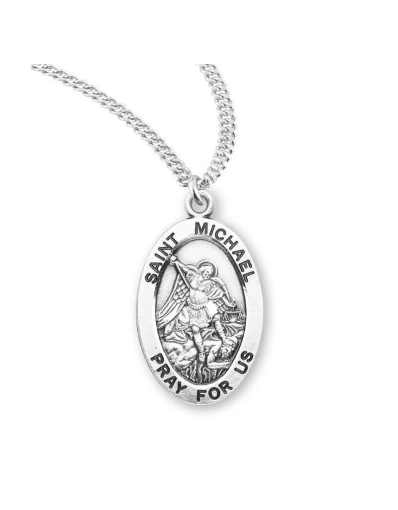 HMH Religious Sterling Silver St. Michael Medal With 20" Chain Necklace