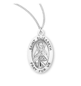 HMH Religious Sterling Silver St. Elizabeth Medal With 18" Chain Necklace