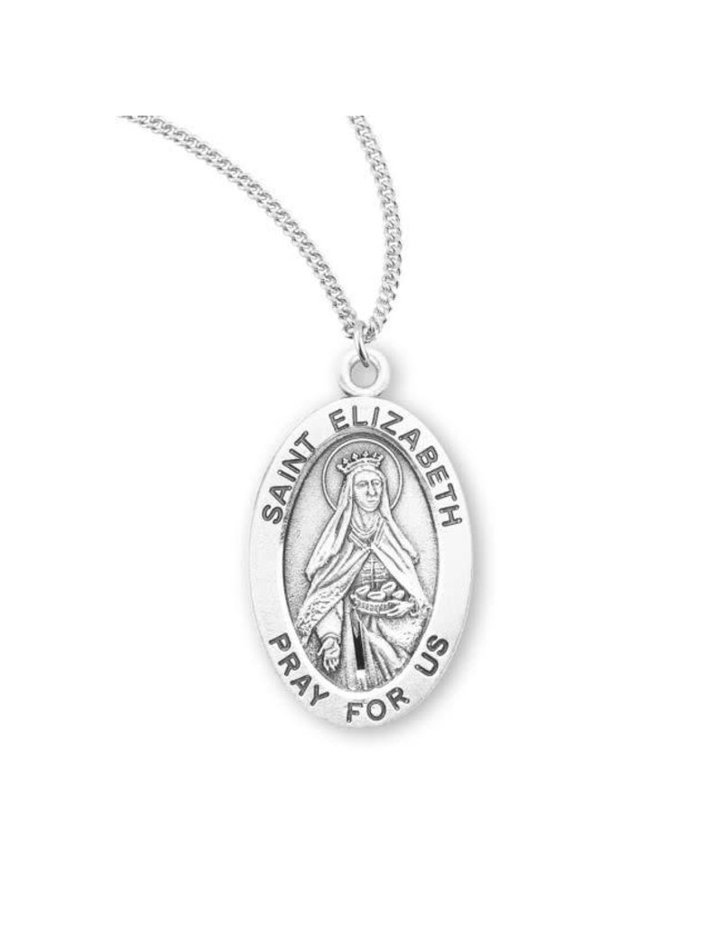 HMH Religious Sterling Silver St. Elizabeth Medal With 18" Chain Necklace