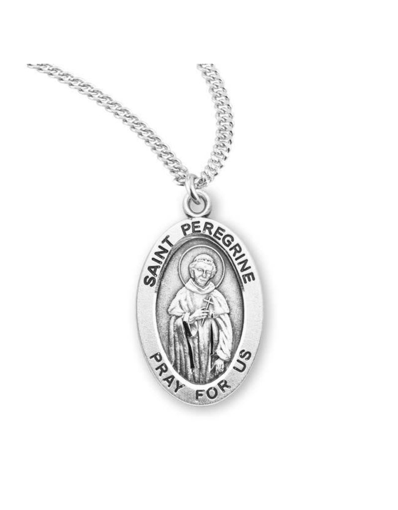 HMH Religious Sterling Silver St. Peregrine Medal With 20" Chain Necklace