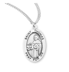 HMH Religious Sterling Silver St. Thomas Medal With 20" Chain Necklace