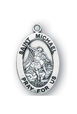 HMH Religious Sterling Silver St. Michael Medal With 20" Chain Necklace
