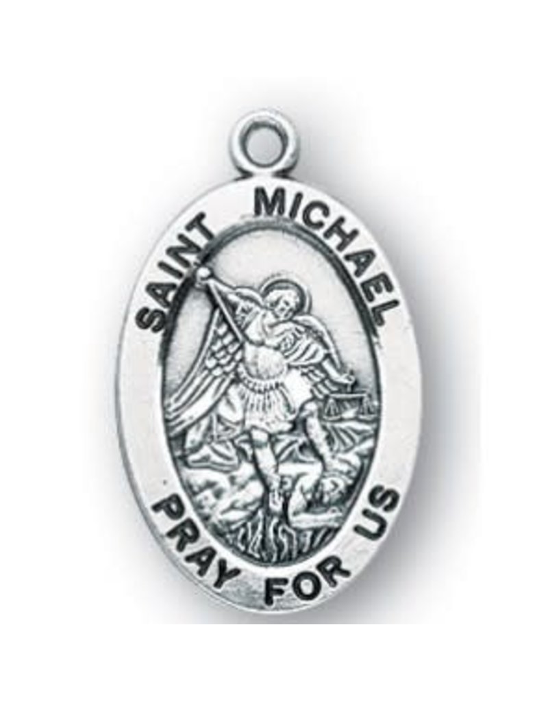 HMH Religious Sterling Silver St. Michael Medal With 20" Chain Necklace