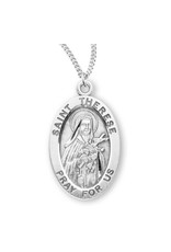 HMH Religious Sterling Silver St. Therese Medal With 18" Chain Necklace