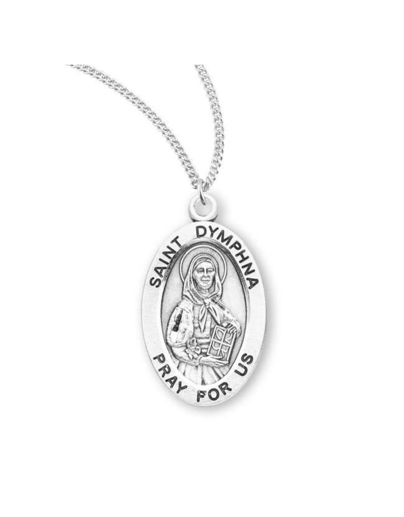 HMH Religious Sterling Silver St. Dymphna Medal With 18" Chain Necklace