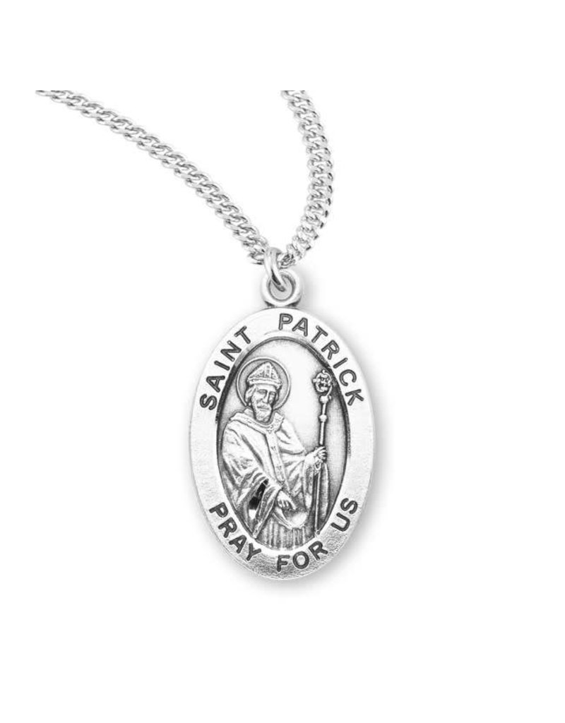 HMH Religious Sterling Silver St. Patrick Medal With 20" Chain Necklace