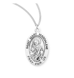 HMH Religious Sterling Silver St. Mary Magdalene Medal With 18" Chain Necklace