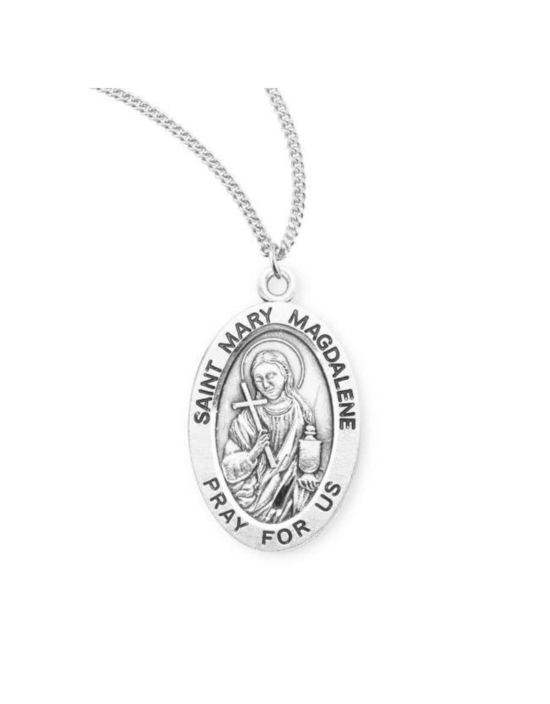 HMH Religious Sterling Silver St. Mary Magdalene Medal With 18" Chain Necklace