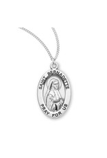 HMH Religious Sterling Silver St. Bernadette Medal With 18" Chain Necklace