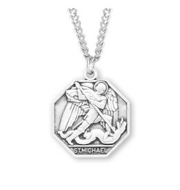HMH Religious Sterling Silver St. Michael Archangel Medal With 24" Chain Necklace