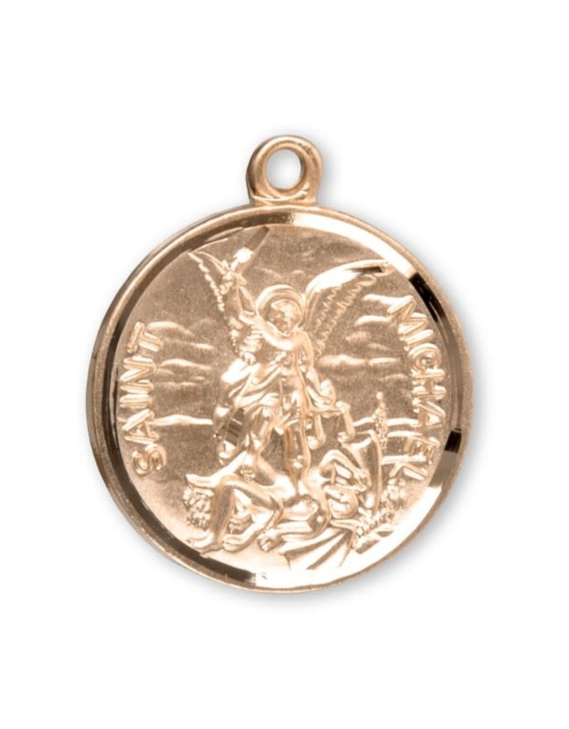 HMH Religious 16kt Gold Over Sterling Silver St. Michael Medal with 24" Chain