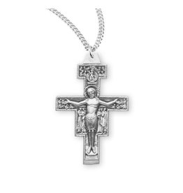 HMH Religious Sterling Silver San Damiano Crucifix Pendant with 20" Chain