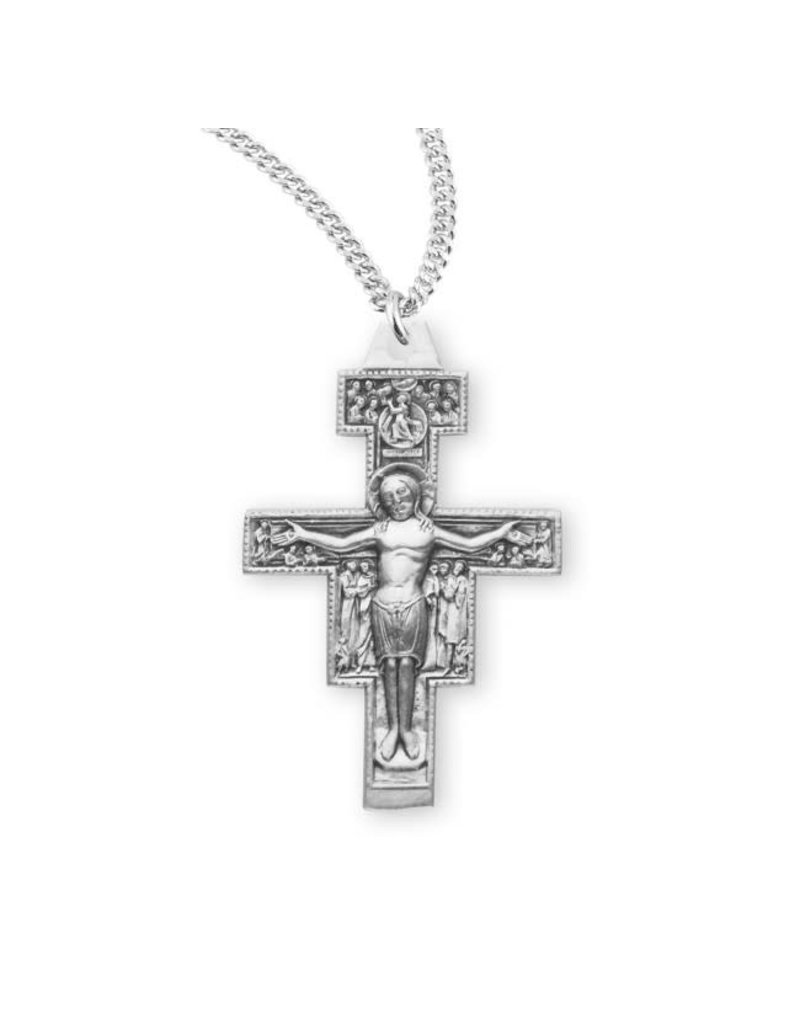 HMH Religious Sterling Silver San Damiano Crucifix Pendant with 20" Chain