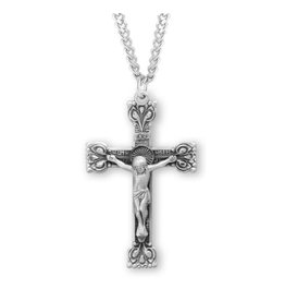 HMH Religious 1.5" Sterling Silver Highly Detailed Crucifix on 24" Chain