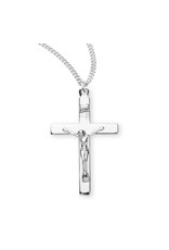 HMH Religious Sterling Silver High Polished Crucifix on 20" Rhodium Plated Chain