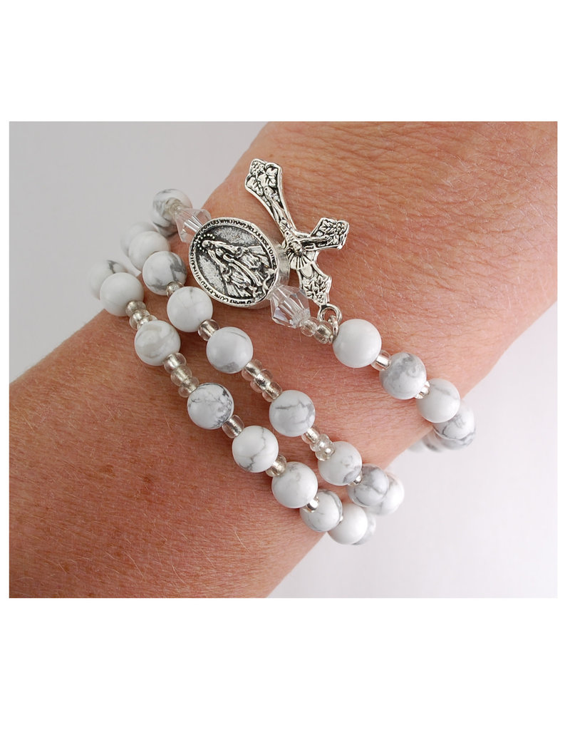McVan Simulated Howolite Twistable Rosary Bracelet