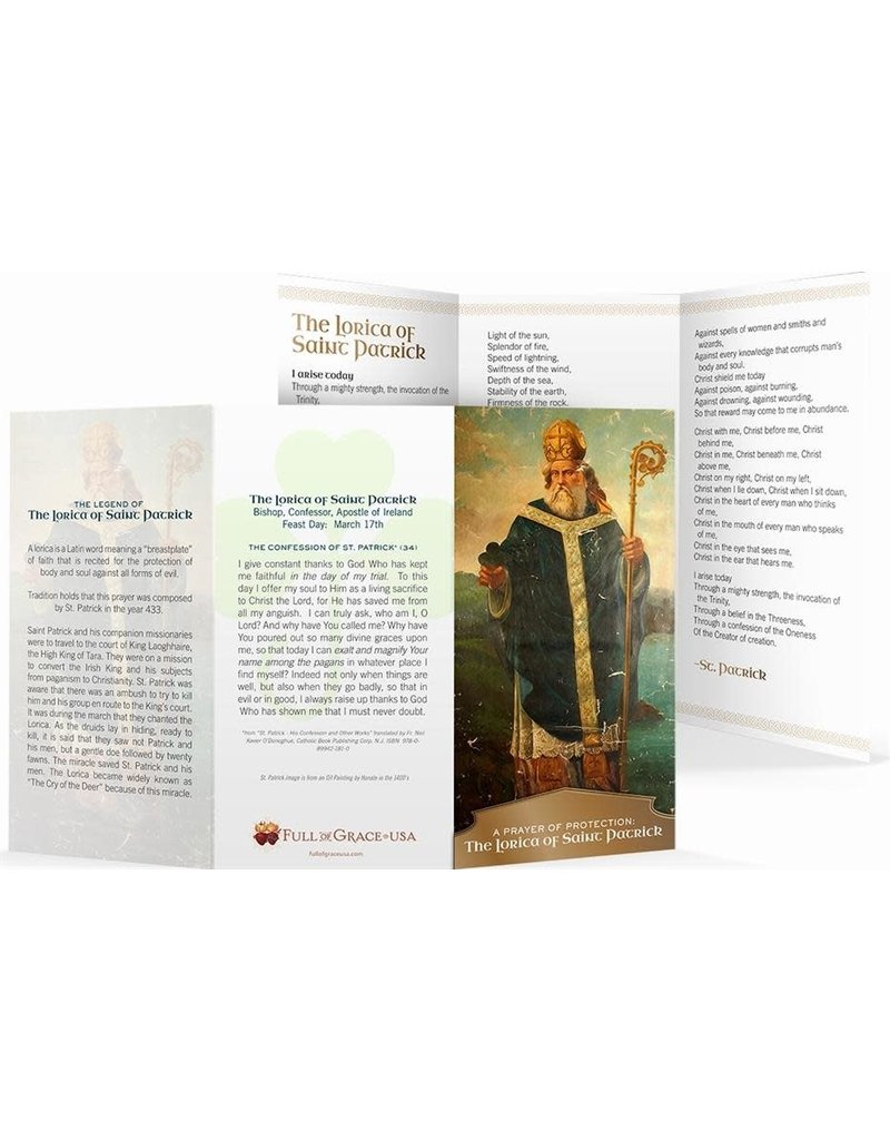 Full of Grace USA The Lorica of St. Patrick Trifold Holy Cards - Original Wallet Size (3" X 5")