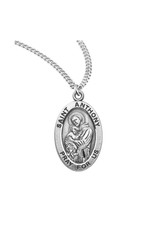 HMH Religious Sterling Silver St. Anthony Medal With 20" Chain Necklace