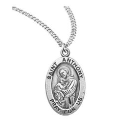 HMH Religious Sterling Silver St. Anthony Medal With 20" Chain Necklace