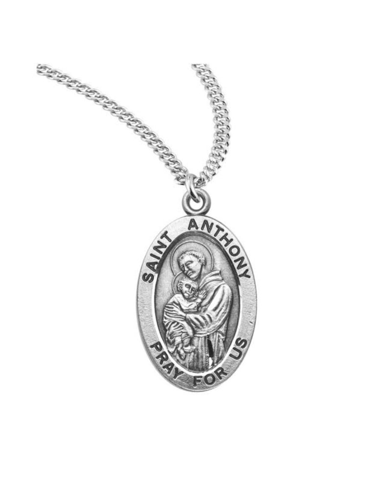 HMH Religious Sterling Silver St. Anthony Medal With 20" Chain Necklace