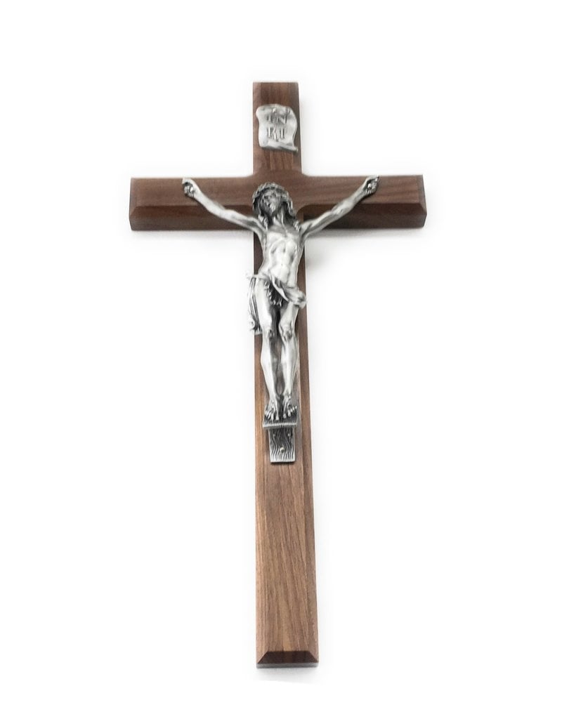 WJ Hirten 15" Walnut Crucifix with Antique Plated Corpus