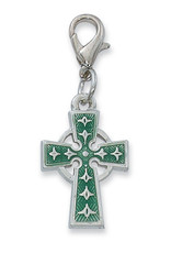 McVan Celtic Cross Clippable Charm Medal With Green Enamel
