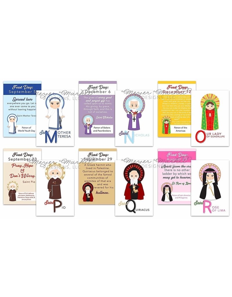 Meyer Market Designs Set of 12 Set of 26 A-Z Kids Saint Cards