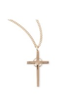 HMH Religious Gold Over Sterling Silver High Polished Holy Spirit Cross with a Pierced Halo