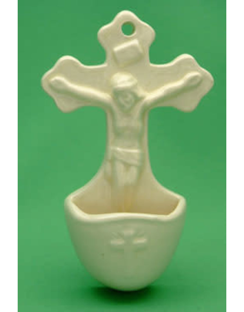 Liffey Artefacts Ceramic Waterfont- Crucifix