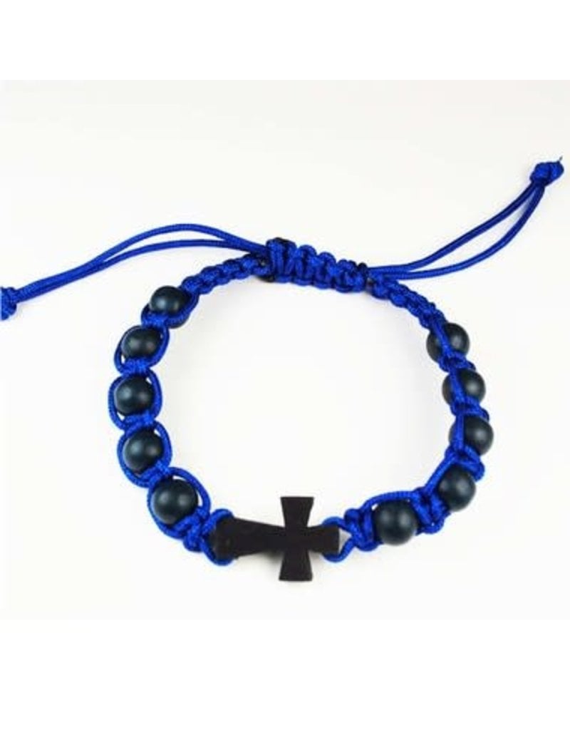McVan Blue Corded Cross Bracelet Adult Card