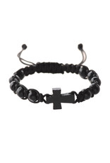 McVan Black Woven Cord Cross Bracelet Adult Card