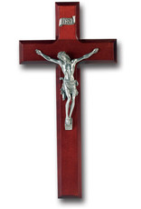 WJ Hirten 10" Dark Cherry Wood Crucifix with Pewter Corpus