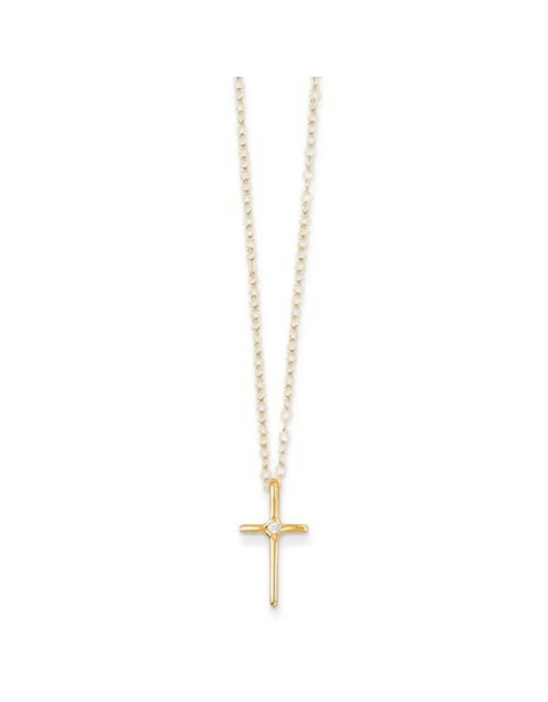 14k Madi K .01ct Diamond Cross Necklace