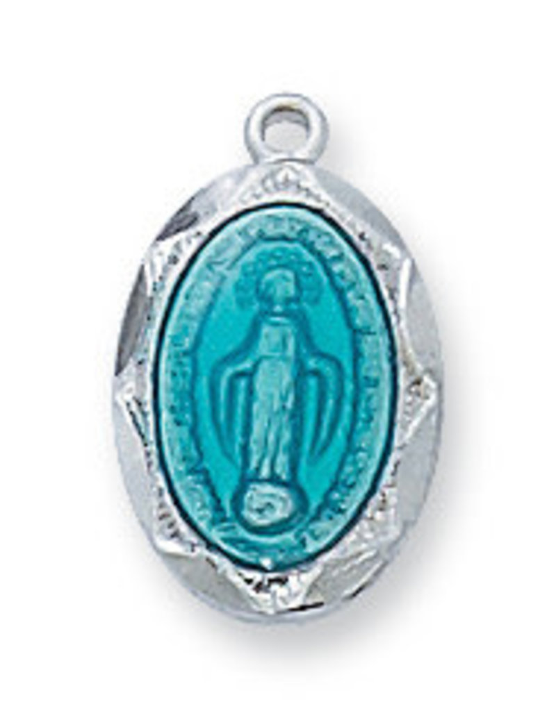 McVan Blue Sterling Silver Miraculous Pendant with 16" Rhodium Chain