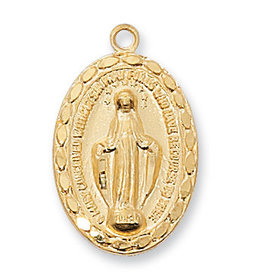 McVan Gold over Sterling Miraculous Pendant - Gold Over Sterling Silver Miraculous with 18 in. Gold Plated Brass Chain and Deluxe Gift Box