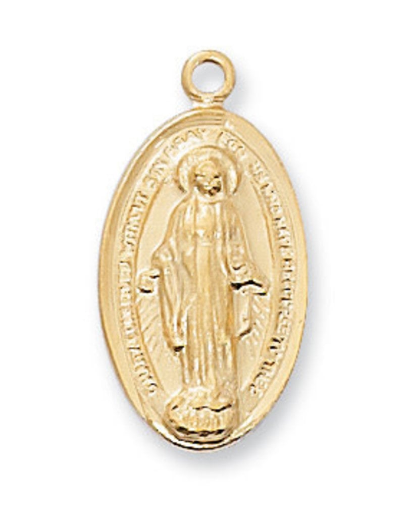 McVan Gold Over Sterling Silver Miraculous Medal with 18" Gold Plated Chain and Deluxe Gift Box