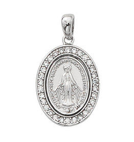 McVan Sterling Silver Miraculous Pendant - Sterling Silver Miraculous with Glass Stones and 18 in Rhodium Plated Brass Chain and Deluxe Gift Box