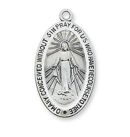 McVan Sterling Silver Miraculous Pendant - Sterling Silver Miraculous with 18 in. Rhodium Plated Brass Chain and Deluxe Gift Box