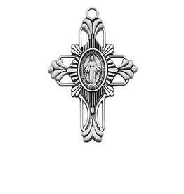 McVan Sterling Silver Miraculous Cross Pendant - Sterling Silver Miraculous Cross with 20 in. Rhodium Plated Brass Chain and Deluxe Gift Box